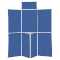 Image of 7 Panel Folding Display Stand Grey Frame/Blueberry Fabric