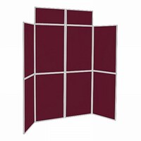 Image of 8 Panel Folding Display Stand Grey Frame/Wine Fabric