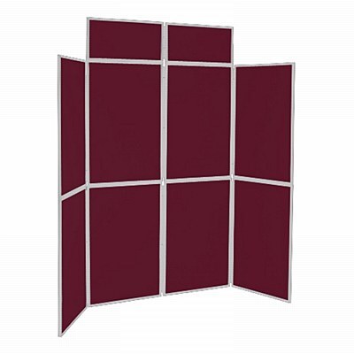 8 Panel Folding Display Stand Grey Frame/Wine Fabric