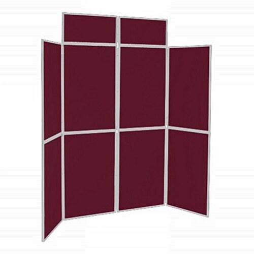 8 Panel Folding Display Stand Grey Frame/Wine Fabric