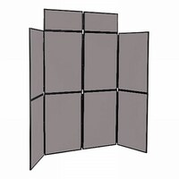 Image of 8 Panel Folding Display Stand Black Frame/Grey Fabric