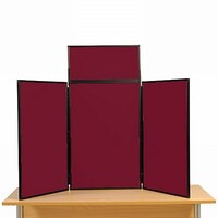 Image of 3 Panel Maxi Desk Top Display Stand Black Frame/Wine Fabric