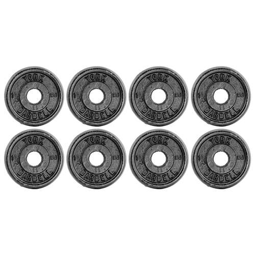York 8x 1.25kg Black Cast Iron 1Inch Plates