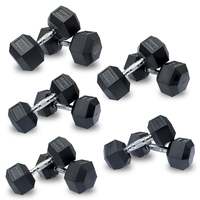 DKN 5kg to 30kg Rubber Hex Dumbbell Set - 9 Pairs