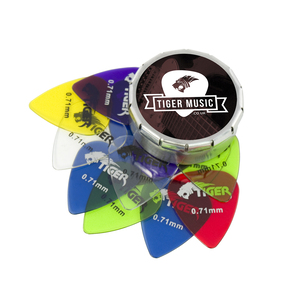 Tiger Guitar Plectrums With Pick Tin 12 Gel 071mm