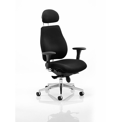 Chiro Plus 'Ergo' Posture Chair with Arms and Headrest Black