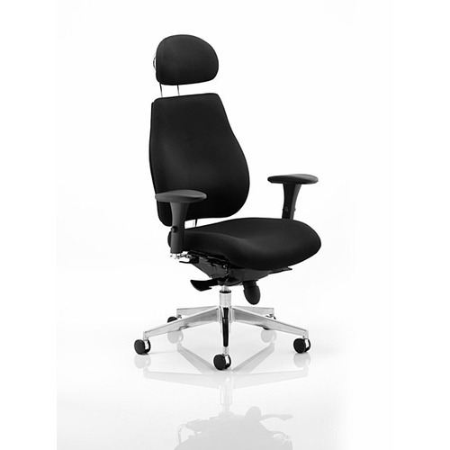 Chiro Plus 'Ergo' Posture Chair with Arms and Headrest Black