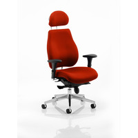 Image of Chiro Plus 'Ergo' Posture Chair with Arms and Headrest Tabasco Red
