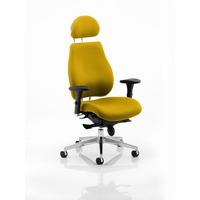 Image of Chiro Plus 'Ergo' Posture Chair with Arms and Headrest Senna Yelllow
