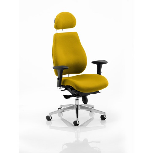 Chiro Plus 'Ergo' Posture Chair with Arms and Headrest Senna Yelllow