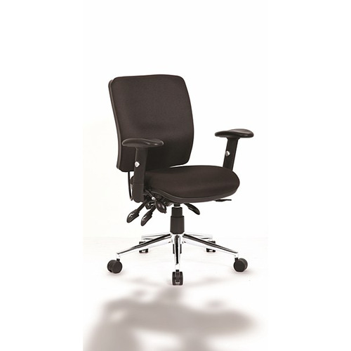 Chiro Task Operators Chair Black with Adjustable Arms Medium Back
