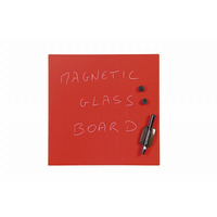 Image of Bi-Office Magnetic Glass Drywipe Board 48 x 48cm Red