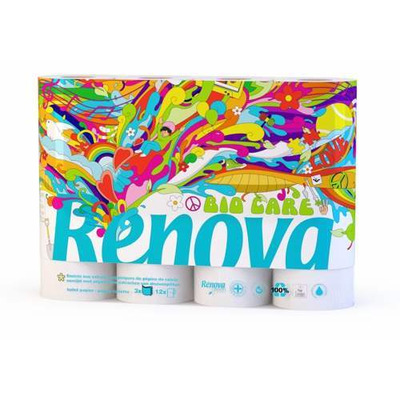 Renova Green 100% Recycled Toilet Paper Bio Balm Care - 12 Pack