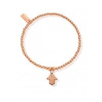Cute Charm Bracelet with Hamsa Hand - Rose Gold
