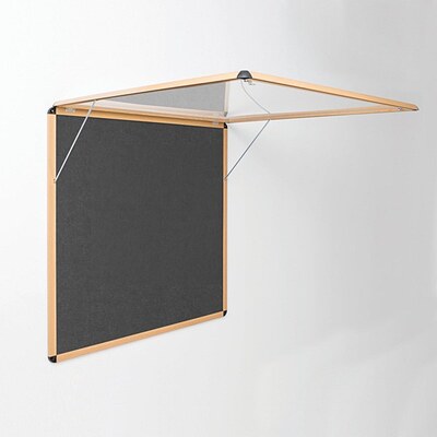Shield Wood Effect Alu Frame Eco-Colour Corridor Tamperproof Noticeboard 1200 x 2400mm CHARCOAL (*Supplied in 2 parts)