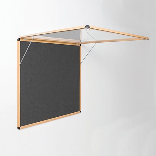 Shield Wood Effect Alu Frame Eco-Colour Corridor Tamperproof Noticeboard 1200 x 2400mm CHARCOAL (*Supplied in 2 parts)