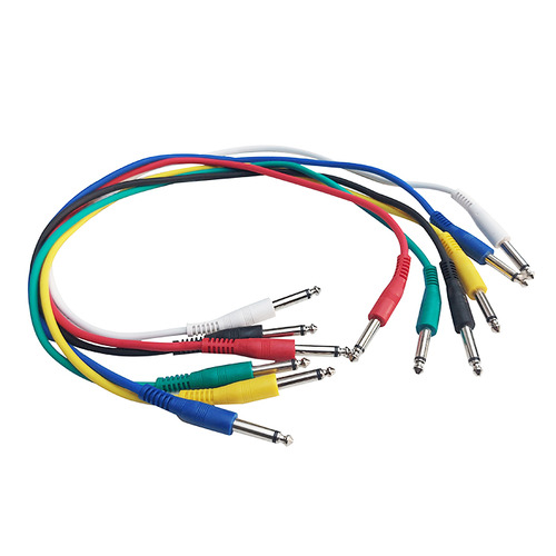 Jack Patch Leads Mono 1/4"  - Pack of Six 600mm Long Six Colours Supplied