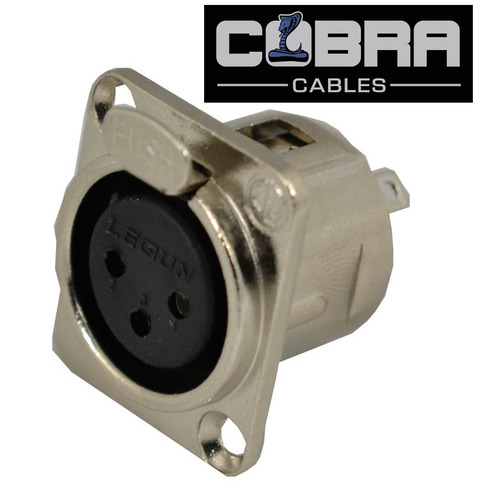 XLR Panel Socket Female 3 Pin - Universal "D" Size Fitting