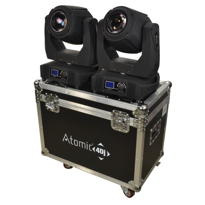 Beam Moving Heads x 2 with Flight Case by Atomic