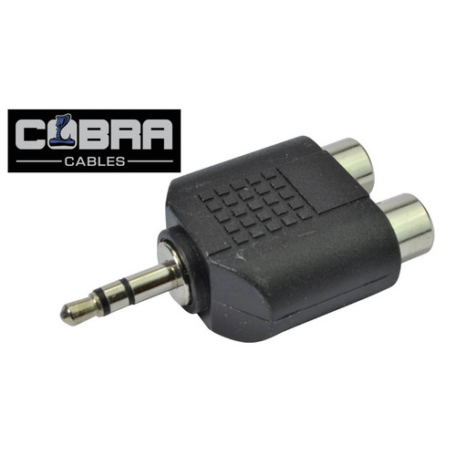 Dual Phono/RCA Socket to 3.5mm Jack Plug - Connect Audio to Laptops, Phones