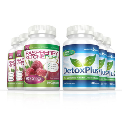 Raspberry Ketone Pure 600mg & DetoxPlus Cleanse Combo Pack - 3 Month Supply