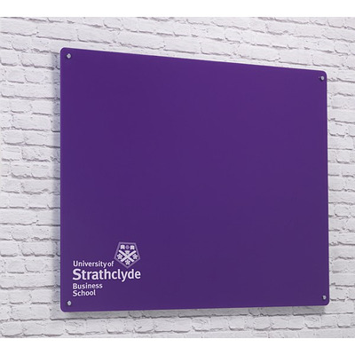 Magnetic Glass Board with your Logo 600 x 450mm Purple
