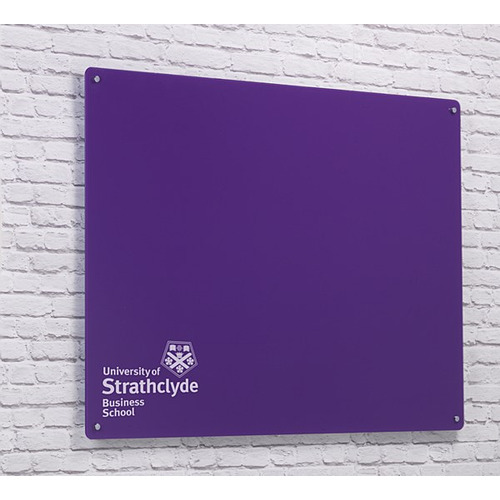 Magnetic Glass Board with your Logo 600 x 450mm Purple