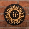 Image of Round Rustic Slate House Number with Golden Sun 2