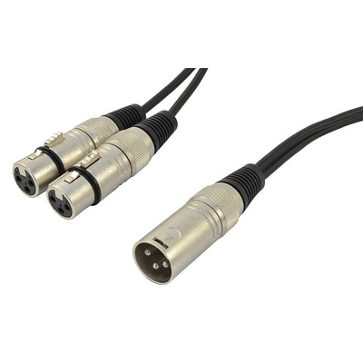 XLR Male To Two XLR Female Splitter Cable - Lead Length 1.5m
