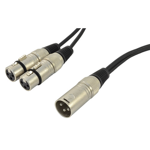 XLR Male To Two XLR Female Splitter Cable - Lead Length 1.5m