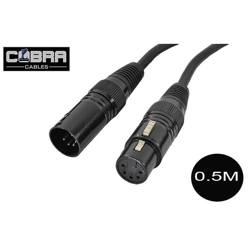 5 Pin DMX Lead 0.5M XLR Male to Female