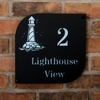 Image of Lighthouse Motif Coastal Acrylic House Sign