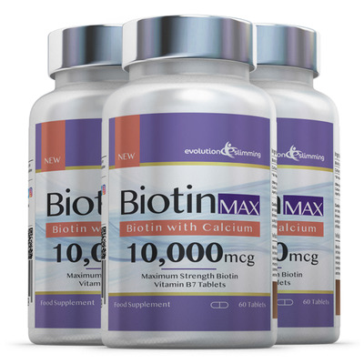Biotin Max 10,000mcg with Calcium - 180 Tablets