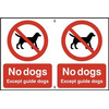 Image of ASEC No Dogs 200mm x 300mm PVC Self Adhesive Sign - 2 Per Sheet