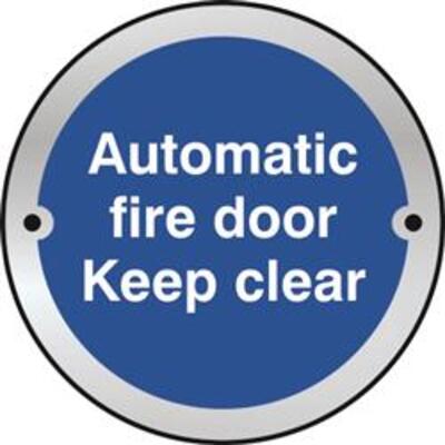 ASEC Sign Automatic Fire Door Keep Clear 75mm - Polished Brass