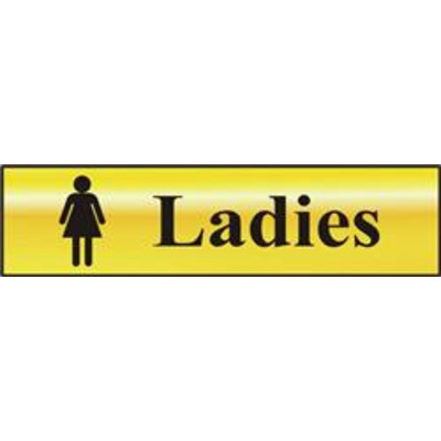 ASEC Ladies 200mm x 50mm Gold Self Adhesive Sign - 1 Per Sheet