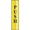 Image of ASEC Push 200mm x 50mm Gold Self Adhesive Sign - 1 Per Sheet