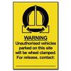 Image of ASEC Unauthorised Vehicles Will Be Clamped Sign 200mm x 300mm - 200mm x 300mm