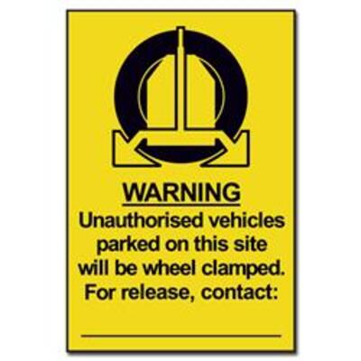 ASEC Unauthorised Vehicles Will Be Clamped Sign 200mm x 300mm - 200mm x 300mm