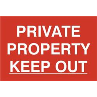 ASEC Private Property Keep Out 200mm x 300mm PVC Self Adhesive Sign - 1 Per Sheet