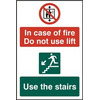 Image of ASEC In Case Of Fire Do Not Use Lift 200mm x 300mm PVC Self Adhesive Sign - 1 Per Sheet