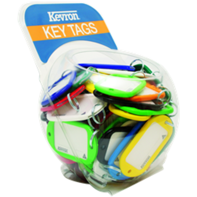 KEVRON ID10 Jumbo Key Tags Counter Tub 60pcs Assorted Colours - Assorted Colours x 60