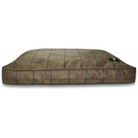 Image of Hunt & Wilson Luxury Personalised Tweed Cushion Dog Bed - Medium: 80x60 cm Sage Tweed
