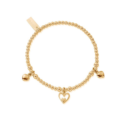 Cute Charm Triple Heart Bracelet - Gold