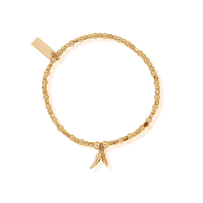Mini Double Feather Charm Bracelet - Gold