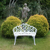 Image of White Tulip Cast Aluminium Metal 2 Seats Garden Patio Bench Seat