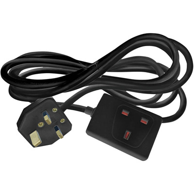 Single Gang 13A Extension Lead - Black 5m