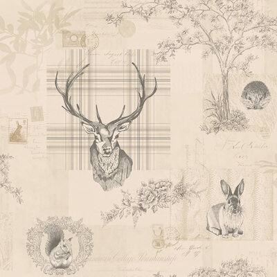 Richmond Highland Stag Wallpaper Charcoal Holden 98012