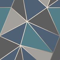 Image of Apex Geometric Wallpaper Aqua and Navy Blue Fine Decor FD42001