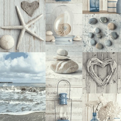 Maritime Collage Wallpaper Blue / Grey Arthouse 699000